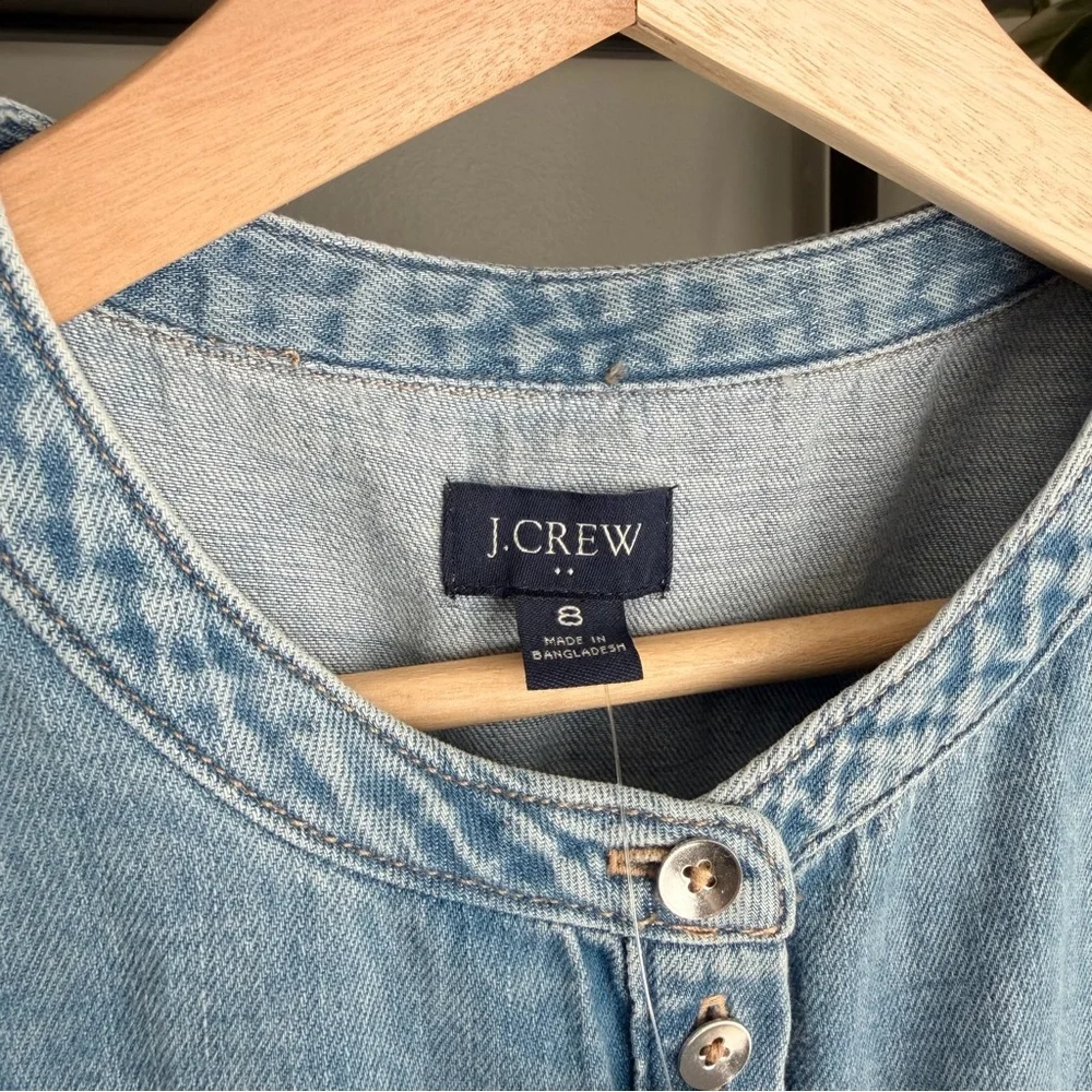 NWT J. Crew Ruffle Sleeve Button Up Mini Denim Dress - Picture 7 of 9